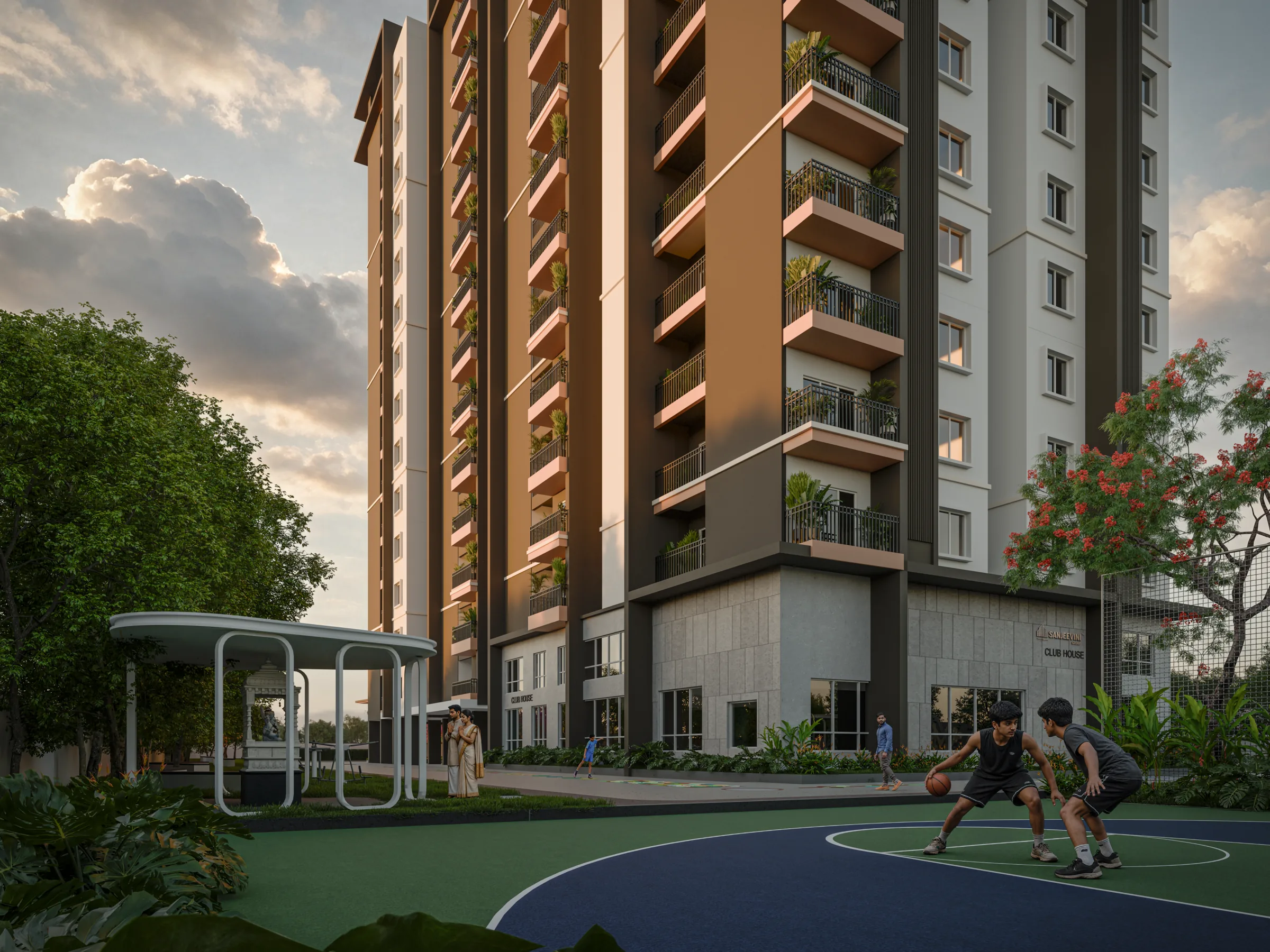 Basketball and recreation area at Sanjeevini Heliconia
