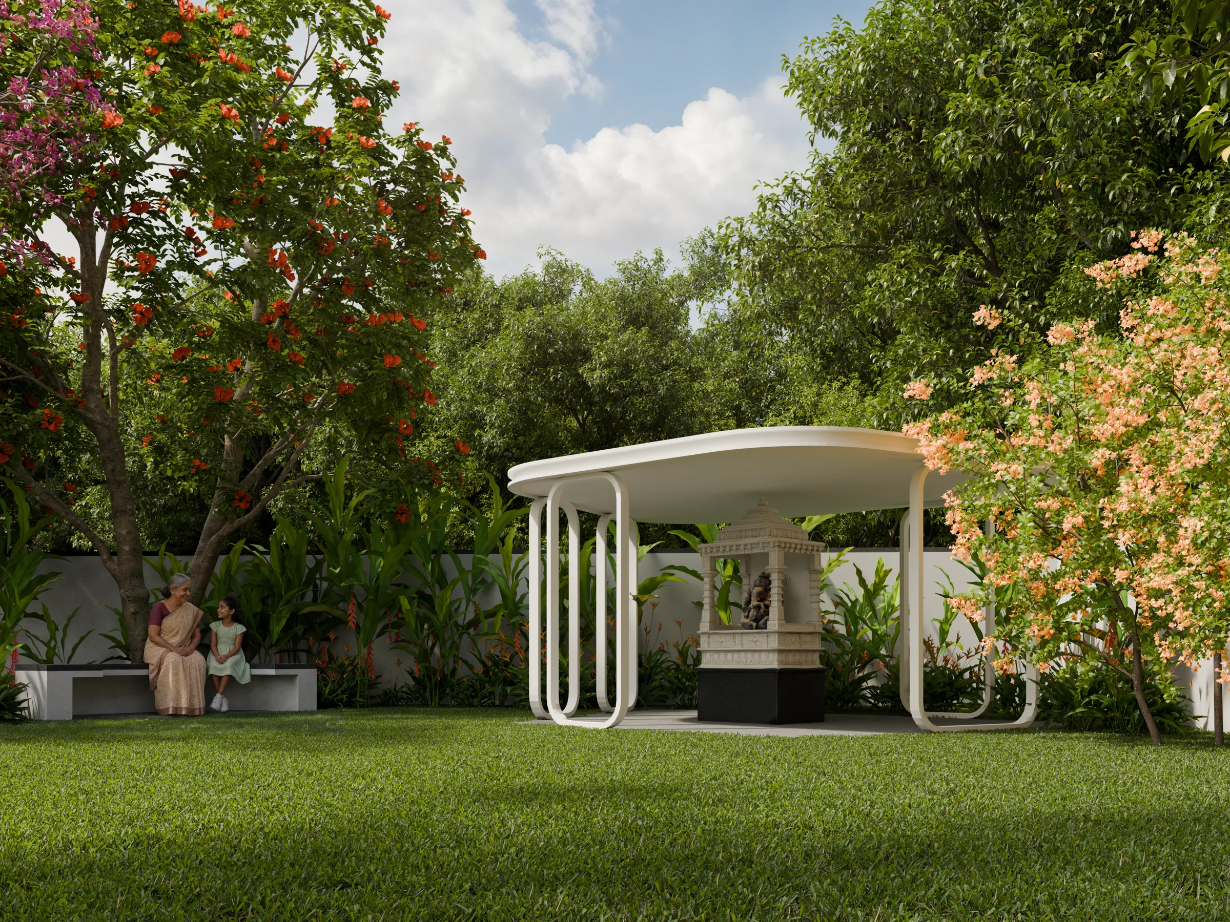 Temple and landscaped open space at Sanjeevini Heliconia
